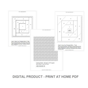 FPP - 自分で印刷 - フェイクパイナップルブロック 3 サイズ - コンボパック - ファンデーションペーパーピーシングキルトブロック