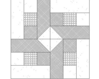 Modello FPP - Piegatura super facile della carta di fondotinta - Modello Whirlygig - Dimensioni blocco 6"/12" - Adatto ai principianti! (+ 2 taglie bonus!)