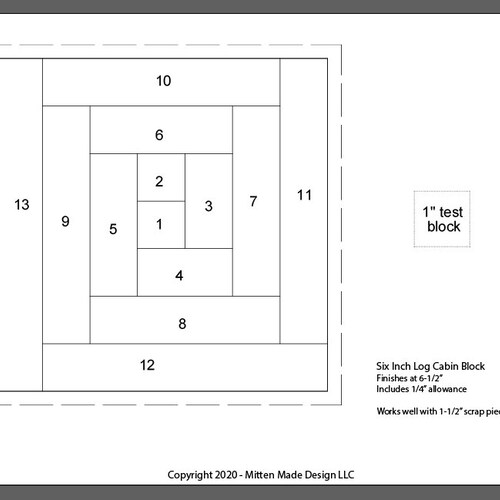 FPP Print Your Own 6 Log Cabin Block Foundation - Etsy