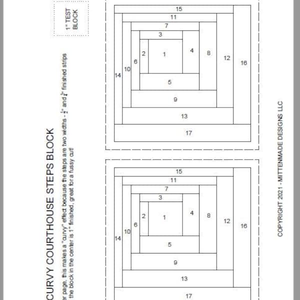 FPP - Print Your Own - 4" CURVY Log Cabin Block - Foundation Paper Piecing