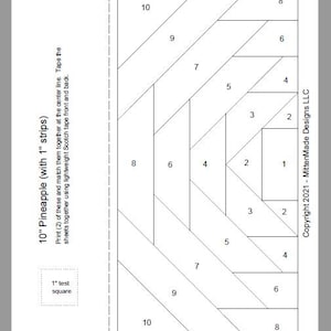 FPP - Print Your Own - 10" Pineapple Block - EXTRA WIDE strips - Foundation Paper Piecing