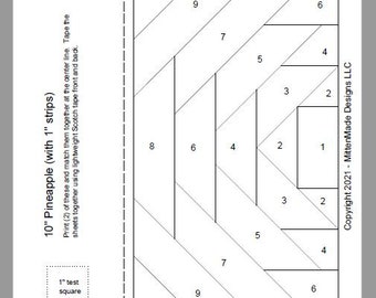 FPP - Stampa il tuo - Blocco di ananas da 10" - Strisce EXTRA WIDE - Foundation Paper Piecing