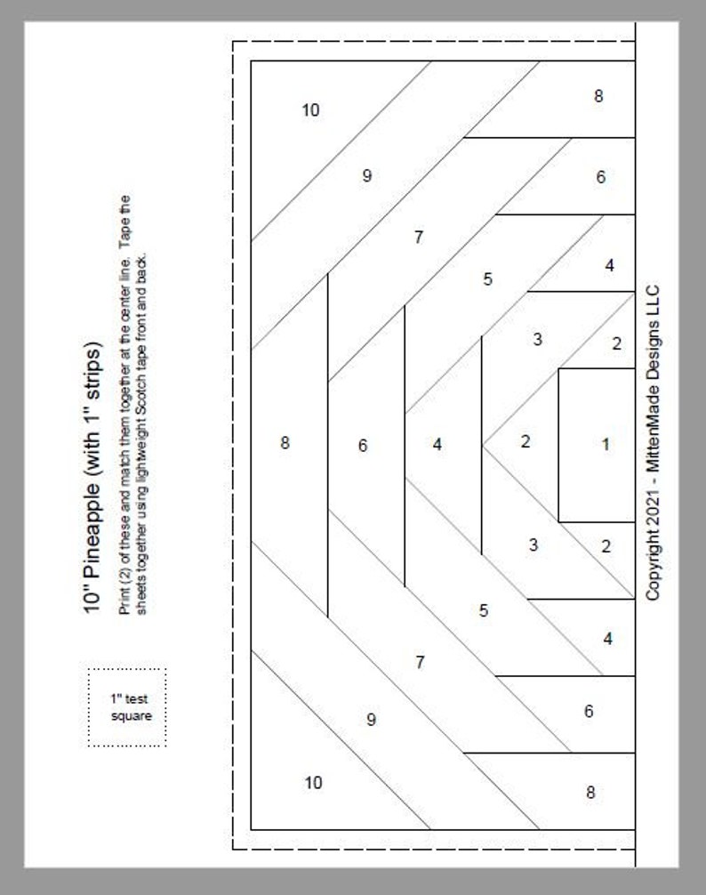 FPP Print Your Own 3 Variations of 10 Pineapple Block Foundation Paper Piecing image 3