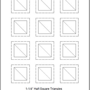 FPP Print-at-Home-Vorlage - Halbquadrat-Dreiecke - 21 Größen - 1" bis 8" - Foundation Paper Piecing