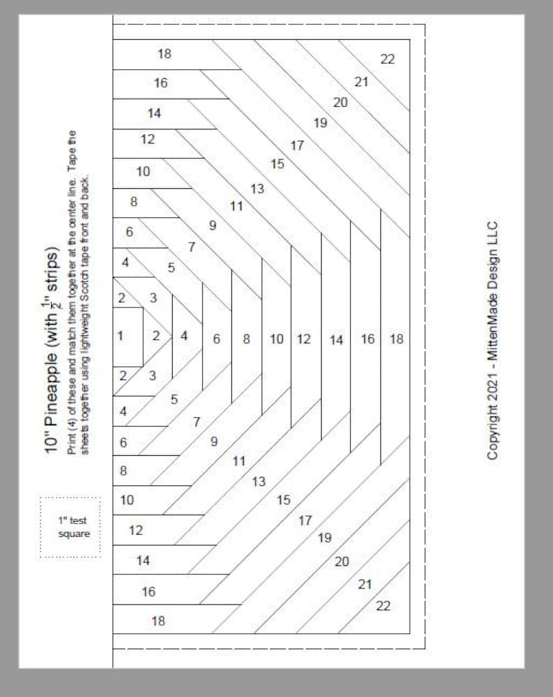 FPP Print Your Own 3 Variations of 10 Pineapple Block Foundation Paper Piecing image 2