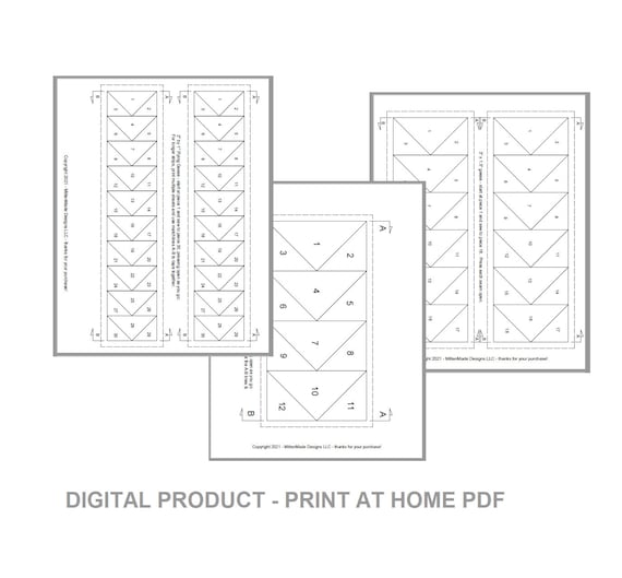 STRIPS Flying Geese FPP - Print Your Own -  Digital file - 8 sizes - Foundation Paper Piecing PDF - Beginner Friendly!