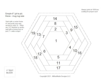 FPP - Print Your Own - 3" HEXIE Log Cabin Block (6" point to point) - Foundation Paper Piecing - Mug Rugs!