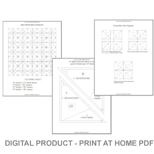 FPP - Print Your Own - MidCentury Mod Star Block - 8, 12, & 16 inch sizes included - Beginner Friendly Foundation Paper Piecing
