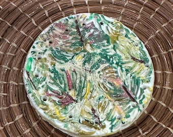 Centre de table tressé coloré pressé Ginko multicolore fait main