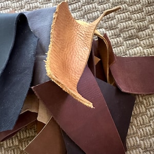 Genuine Cowhide Leather Pieces for Sale for DIY Crafts Leather Remnants 2.5 Pounds