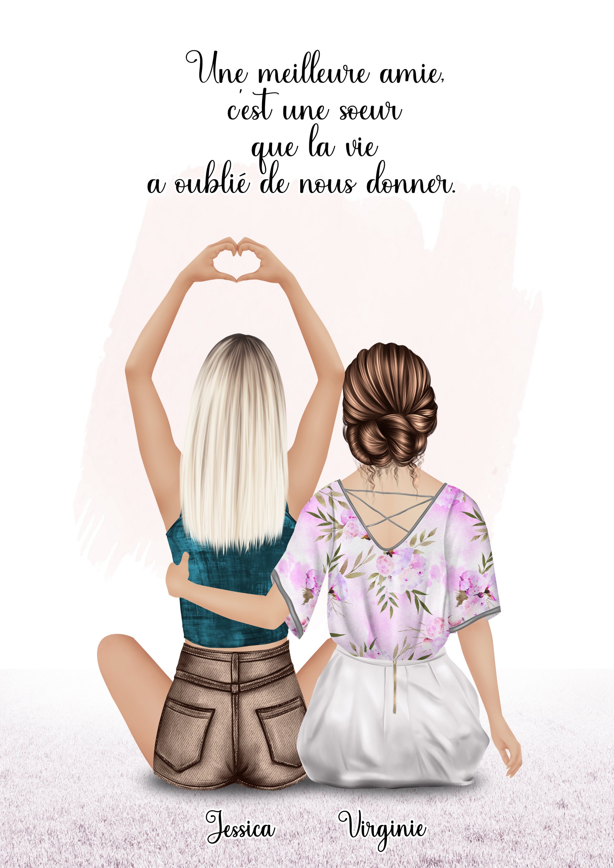 Dessin De Meilleure Amie Pour La Vie Best Friend Portrait Best Friend Gift Best Friend Birthday - Etsy Ireland