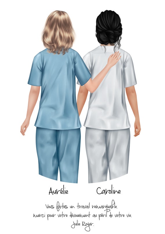 Portrait personnel soignant personnalise Infirmiere Aide Soignant Medecin Pharmacien Etsy France