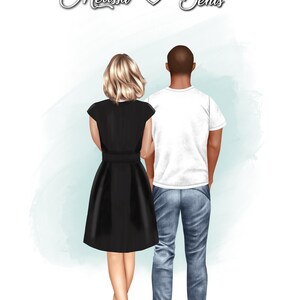 Affiche de couple portrait personnalisé Cadeau Saint Valentin Illustration de couple image 2