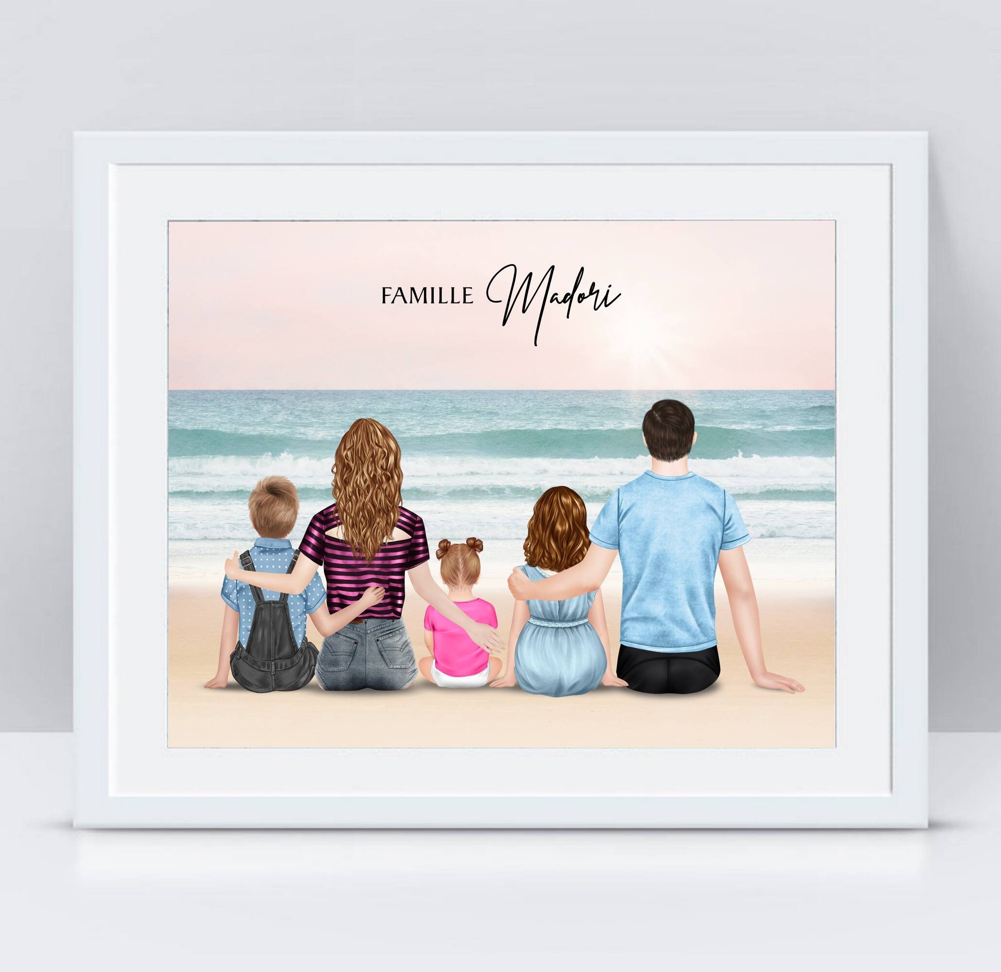 Affiche de famille personnalisée à la plage Portrait famille - Etsy France