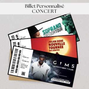 Ticket surprise concert personnalisé - Billet concert personnalisé - billet spectacle