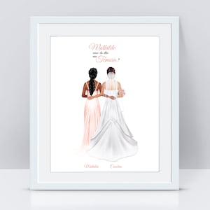 Carte Portrait demande témoin de mariage - témoin de mariage invitation - portrait personnalisé