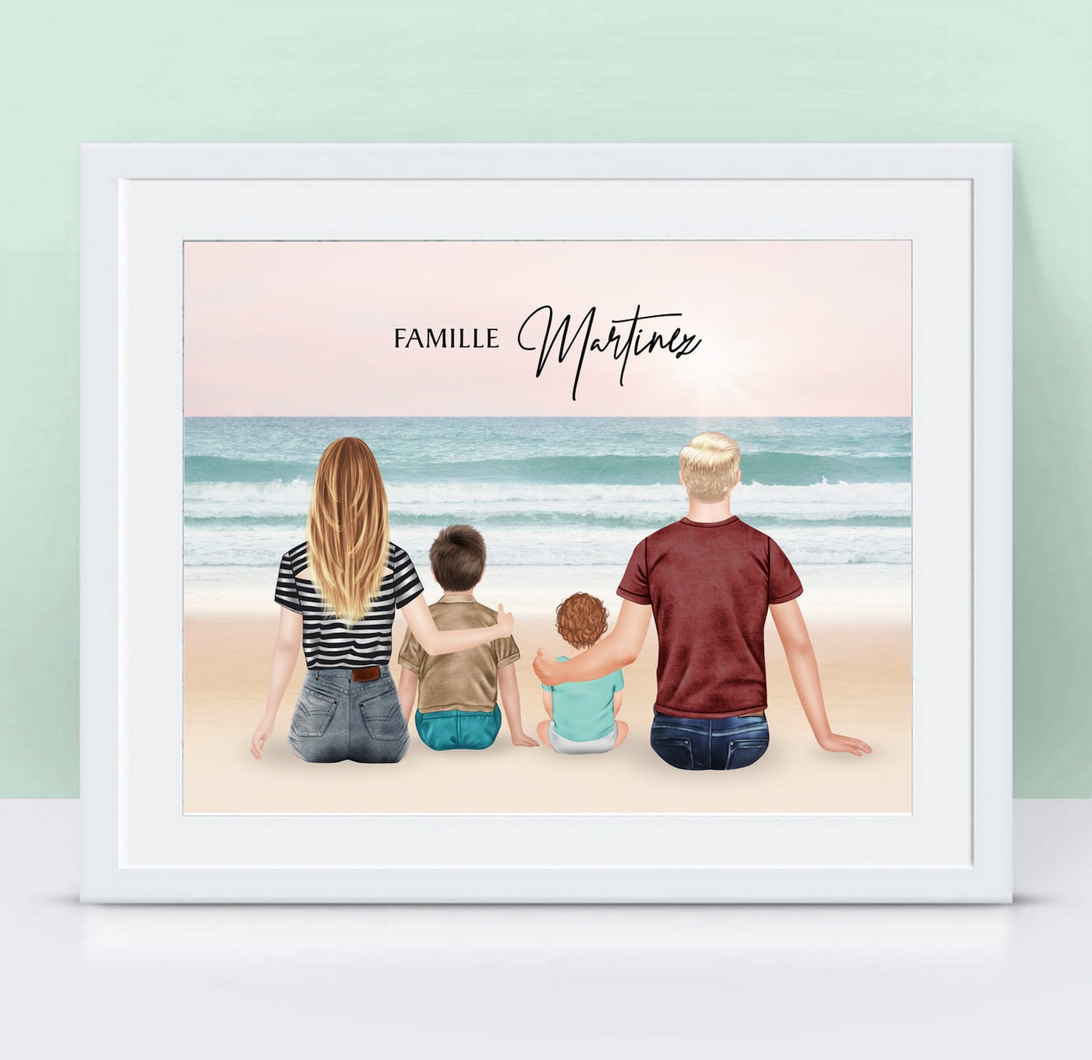 Affiche de famille personnalisée à la plage Portrait famille | Etsy