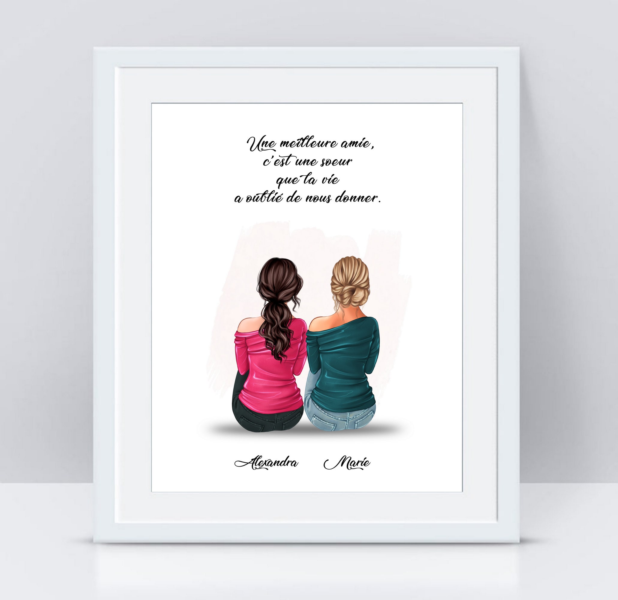 Idée De Dessin Pour Sa Meilleure Amie Portrait Personnalisé Amie Cadeau Meilleure Amie - Etsy France
