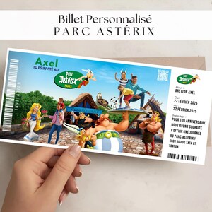 Billet parc Astérix personnalisé - Carte surprise Parc Astérix - Annonce sortie Parc Astérix – Ticket surprise Astérix – Cadeau original