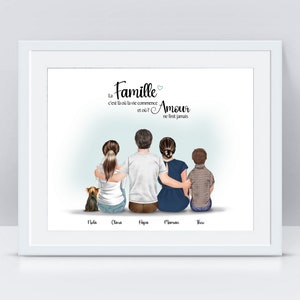 Portrait de famille personnalisé - Cadeau de noël personnalosé - Tableai de famille