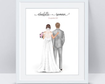 Cadeau de Mariage - Affiche personnalisée des mariés - idée cadeau invité mariage