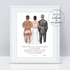 Les parents de la mariée- Cadeau Mariage - Portrait mère et père de la mariée - portrait personnalisé