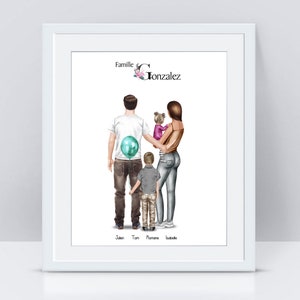 Personalized Family Portrait - Family Print - Gift for her - Family portrait