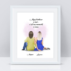 Affiche personnalisée mère et fille - cadeau maman personnalisé - cadeau fête des mères