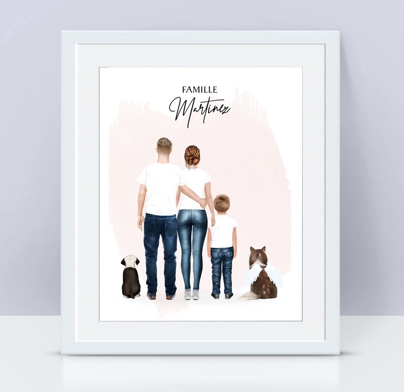 Portrait de famille avec animal Souvenir chien chat perdu Etsy