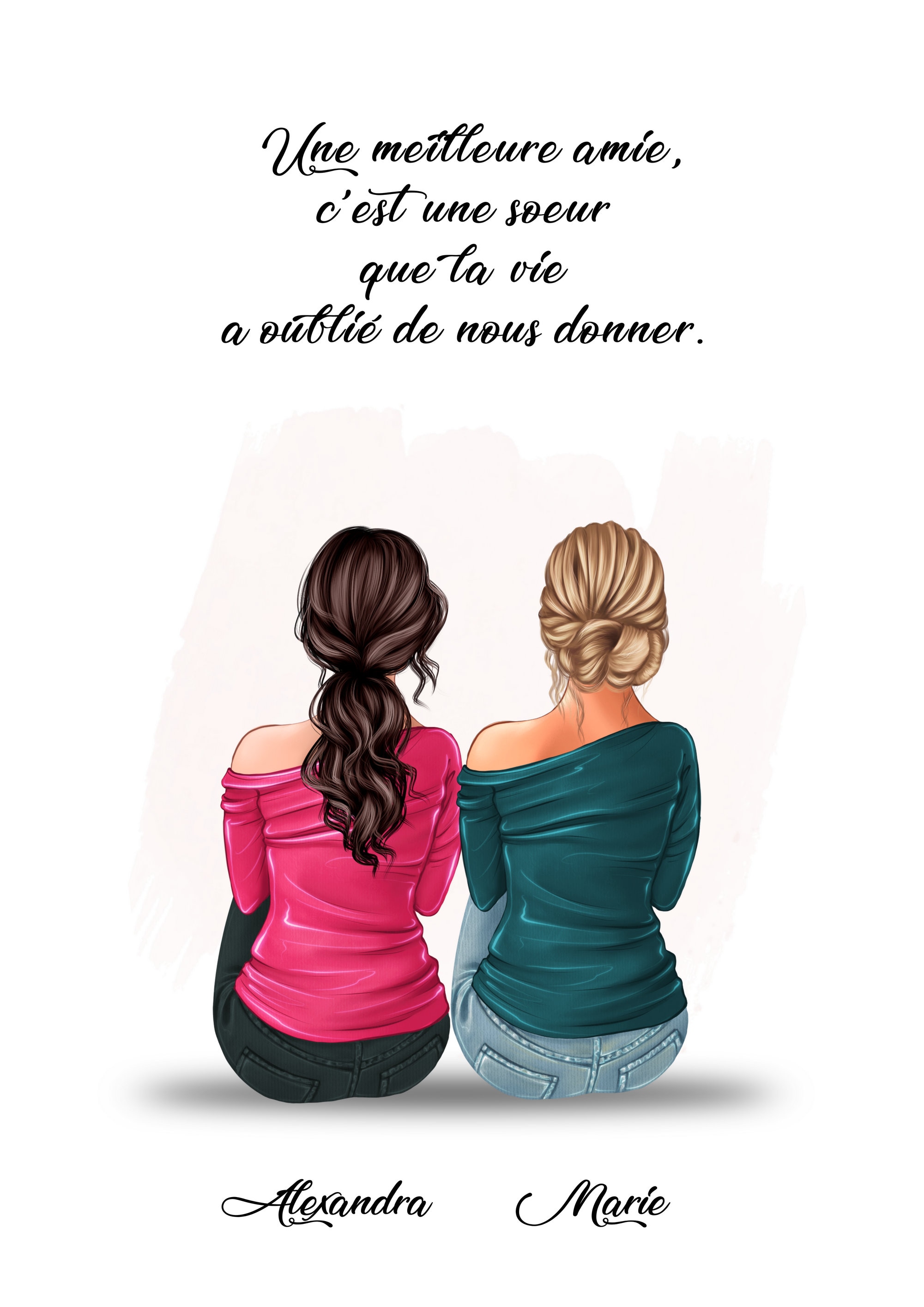 Dessin De Meilleure Amie Pour La Vie Portrait Personnalisé Amie Cadeau Meilleure Amie - Etsy Canada
