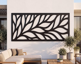 Modern Leaf Outdoor Panel, Large Botanical Garden Sign, Housewarming Gift