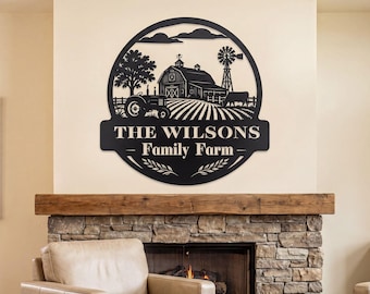 Personalized Family Farm Sign, Custom Metal Barn Decor