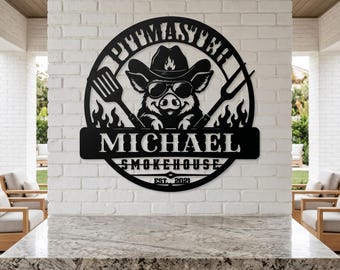 Personalized Pitmaster Grill Sign: Custom Metal BBQ Name Plate
