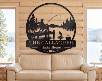Custom Lake House Metal Sign, Personalized Family Cabin Dock Decor