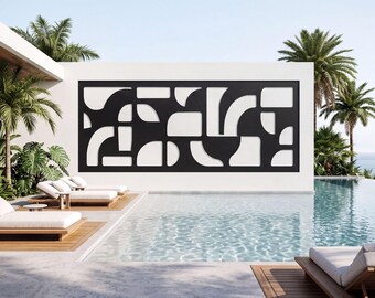 Abstract Geometric Metal Sign, Mid Century Modern Over Bed Panel