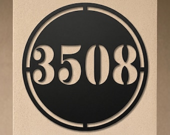 Personalized Modern Round Metal Address Sign, Custom House Number