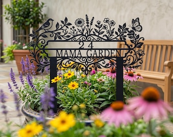 Personalized Metal Garden Sign, Custom House Number Name Stake