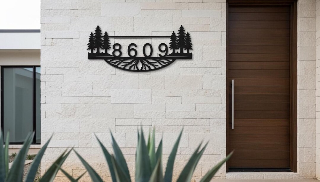 Tree Address Custom Pine Tree Address Sign, Modern Outdoor House Number Plaque ...