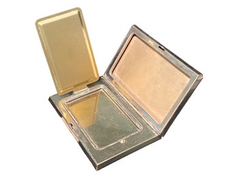 Henrietta Compact Women Makeup Powder Brass Etched Vintage