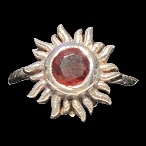 Ring Garnet Sunburst Size 5.75 Faceted 5mm Women … - image 1