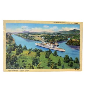 Vintage Panama Canal Postcard Circa 1941 Gaillard Cut Scenic View