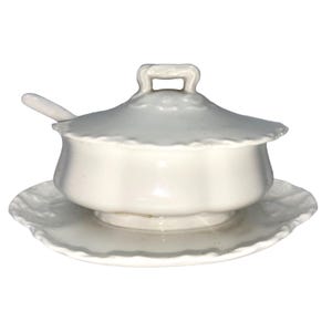 Haviland France Soup Tureen Ladle Ceramic White Vintage