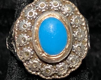 Ring Turquoise Size 4 Sterling Silver Tested Likely Victorian Era Probably Not Native Jewelry