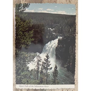 Vintage Yellowstone National Park Postcard Upper Falls