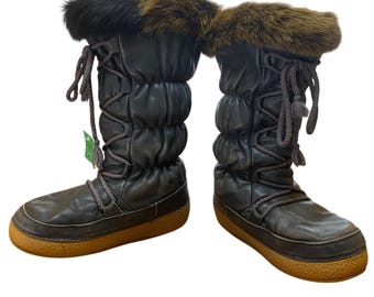 Vintage Diadora Womens Fur-Lined Winter Boots Size 41 Italy
