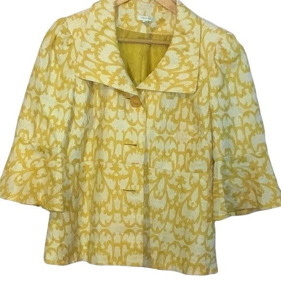 Semantiks Coat Womens 10 Gold White Dress Coat 3/4