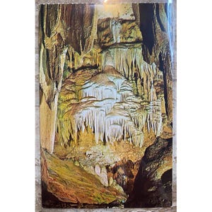 Cartolina d'epoca delle caverne di Luray "Il velo di Titania", Virginia, fotografia degli anni '70