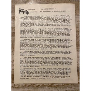 Composition Kewpies Newsletter By Rose ONeill - February 19 1978