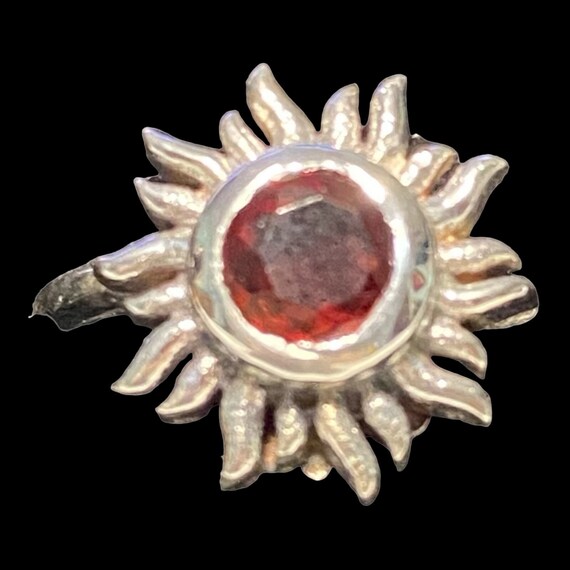 Ring Garnet Sunburst Size 5.75 Faceted 5mm Women … - image 2
