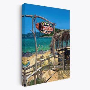 Canvas wall Art  Skiathos Mandraki Elani Beachr home and office from my original oil painting bringing colour and a vibrancy to any room